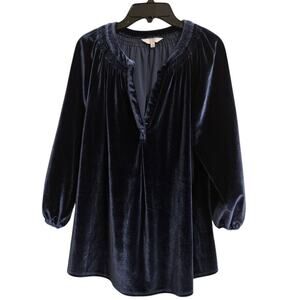 Crown & Ivy Navy Velvet Blouse